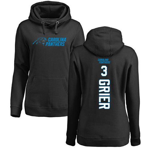 Carolina Panthers Black Women Will Grier Backer NFL Football #3 Pullover Hoodie Sweatshirts->women nfl jersey->Women Jersey